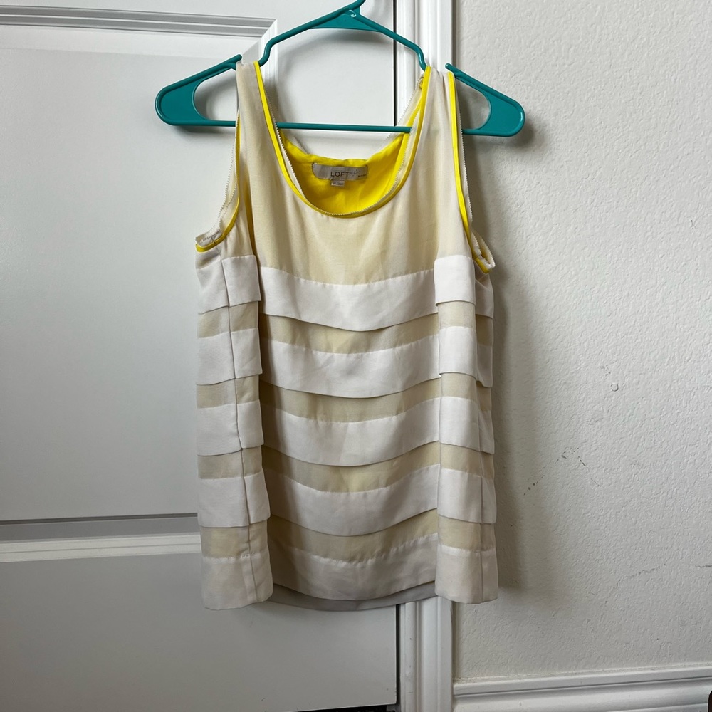 Cream and yellow LOFT blouse - Picture 1 of 2